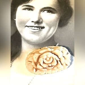 Vintage Carved Celluloid Floral Dress Clip